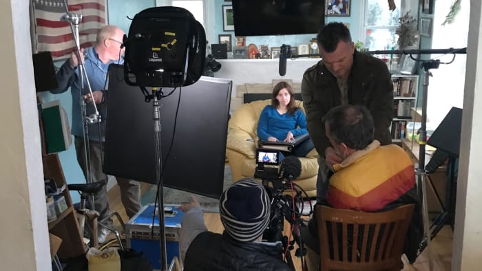 Shooting an interview with Barabara Fisher for Tiger King at her home in Iowa