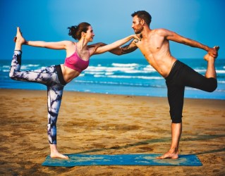 Partner yoga pose - Double Dancer Pose